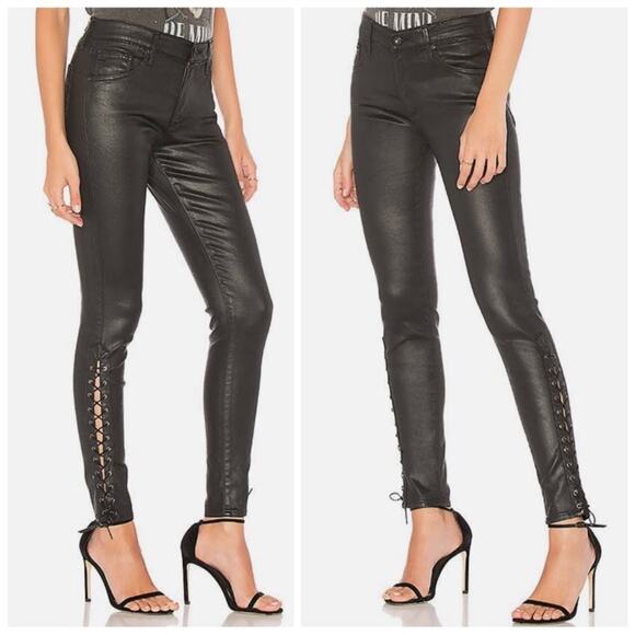 AG The Farrah Skinny High Rise Skinny Ankle Side Lace Jeans 30x29 - Picture 1 of 10
